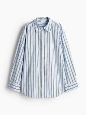 H&M Loose Fit Light Blue Striped Button Down